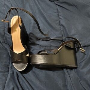 Black wedge sandals